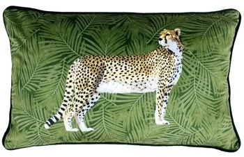 Riva Cheetah Forest Filled Cushion - Forest Green 1 Riva Cheetah Forest Filled Cushion - Forest Green