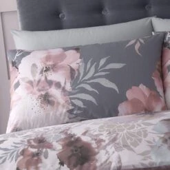 Catherine Lansfield Dramatic Floral Grey Duvet Set -Bedding Series 38141 13339