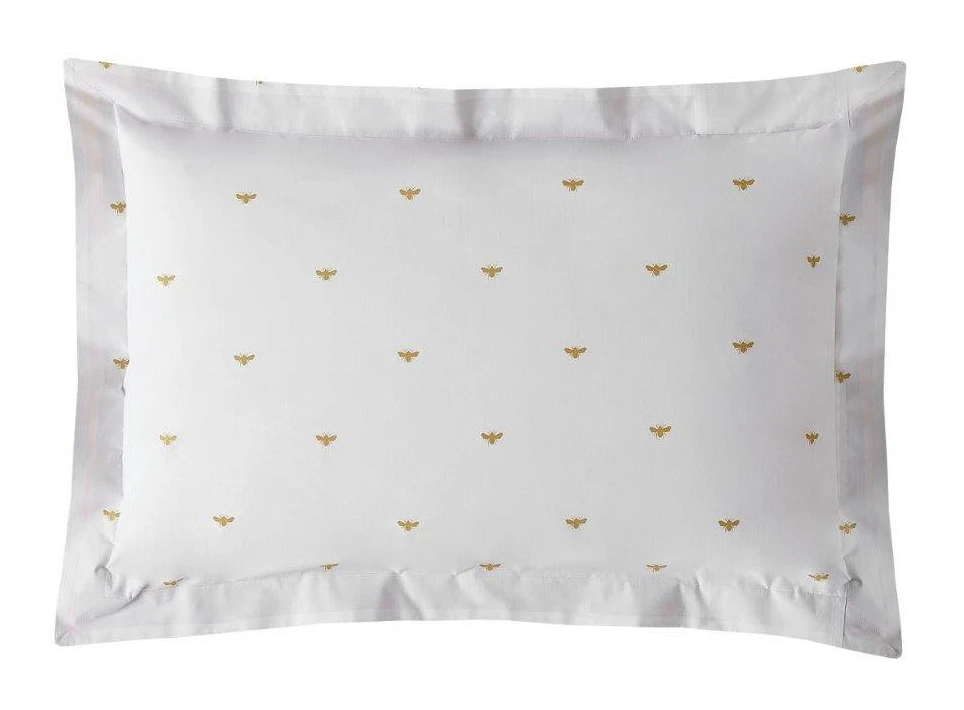 Sophie Allport Bees Mustard Oxford Pillowcase Pair 2 Sophie Allport Bees Mustard Oxford Pillowcase Pair - Image 2
