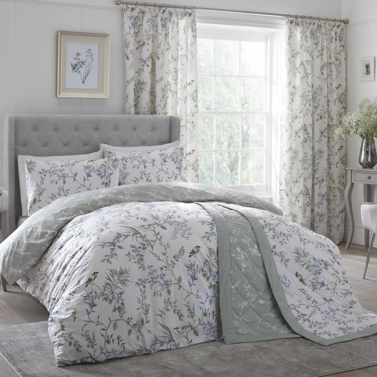Dreams & Drapes Nora Blossom Green Duvet Set 1 Dreams & Drapes Nora Blossom Green Duvet Set