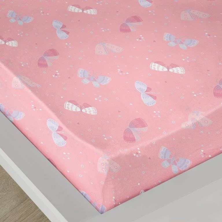 Bedlam Flutterby Butterfly Pink Fitted Single Sheet 1 Bedlam Flutterby Butterfly Pink Fitted Single Sheet