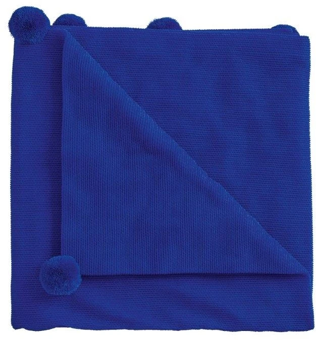 Helena Springfield Pom Pom Knit Throw Dark Blue 1 Helena Springfield Pom Pom Knit Throw Dark Blue