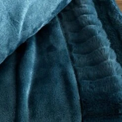 Catherine Lansfield Velvet & Fur Throw Teal 7 Catherine Lansfield Velvet & Fur Throw Teal -Bedding Series 51316 30058