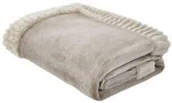 Catherine Lansfield Velvet & Fur Throw Natural