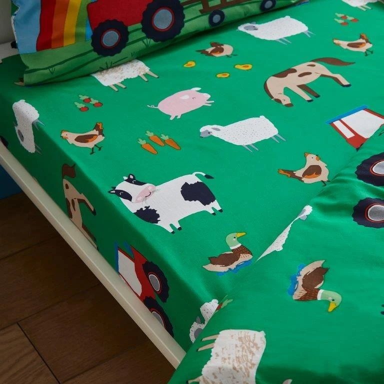Catherine Lansfield Farmyard Animals Kids Single Fitted Sheet 1 Catherine Lansfield Farmyard Animals Kids Single Fitted Sheet