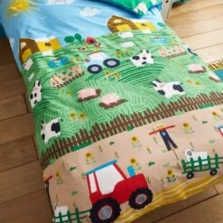 Catherine Lansfield Farmyard Animals Kids Duvet Cover Set - Single -Bedding Series 51325 30027