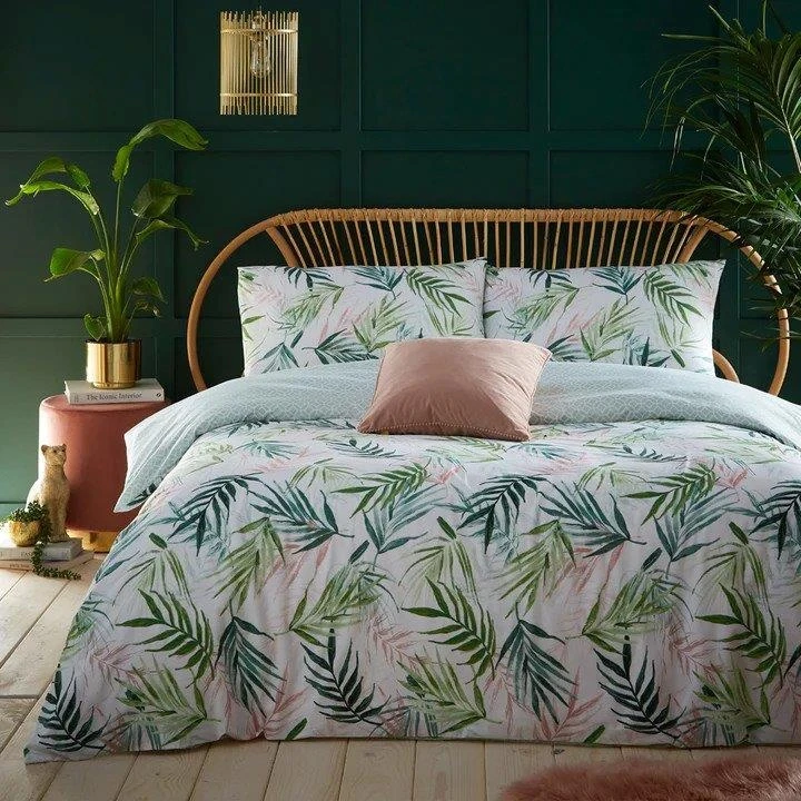 Furn Bali Palm Botanical Duvet Cover Set Green 2 Furn Bali Palm Botanical Duvet Cover Set Green - Image 2